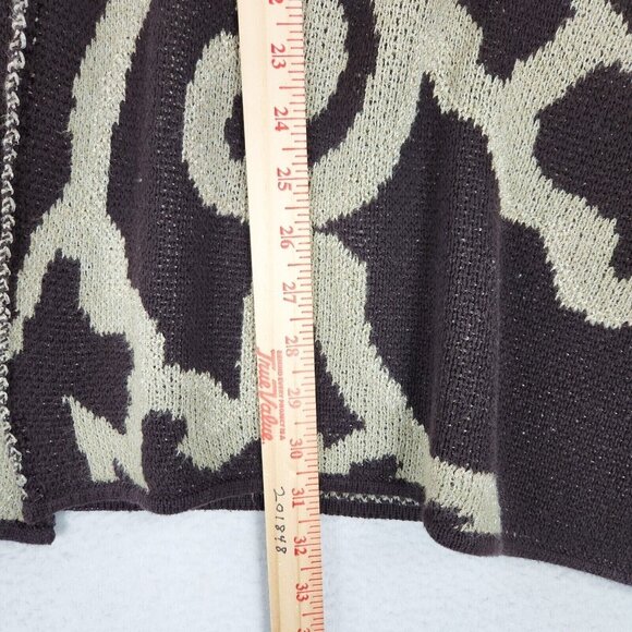 Chicos Sweater Womens One Size Tan Brown Gold Shawl Cardigan Cape Knit Shimmer - Picture 11 of 16